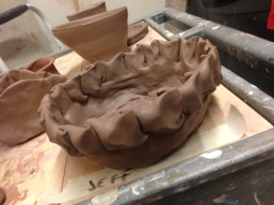 Amazing folded pinch pot rim created by a first-time student at Clay Date